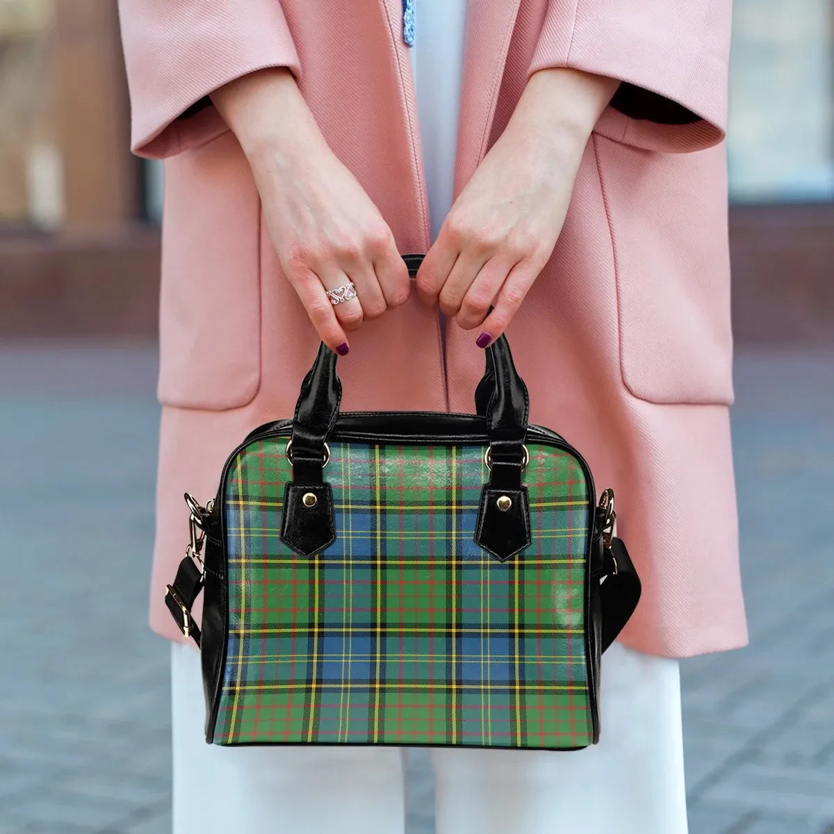 MacMillan Hunting Ancient Tartan Plaid Shoulder Handbag