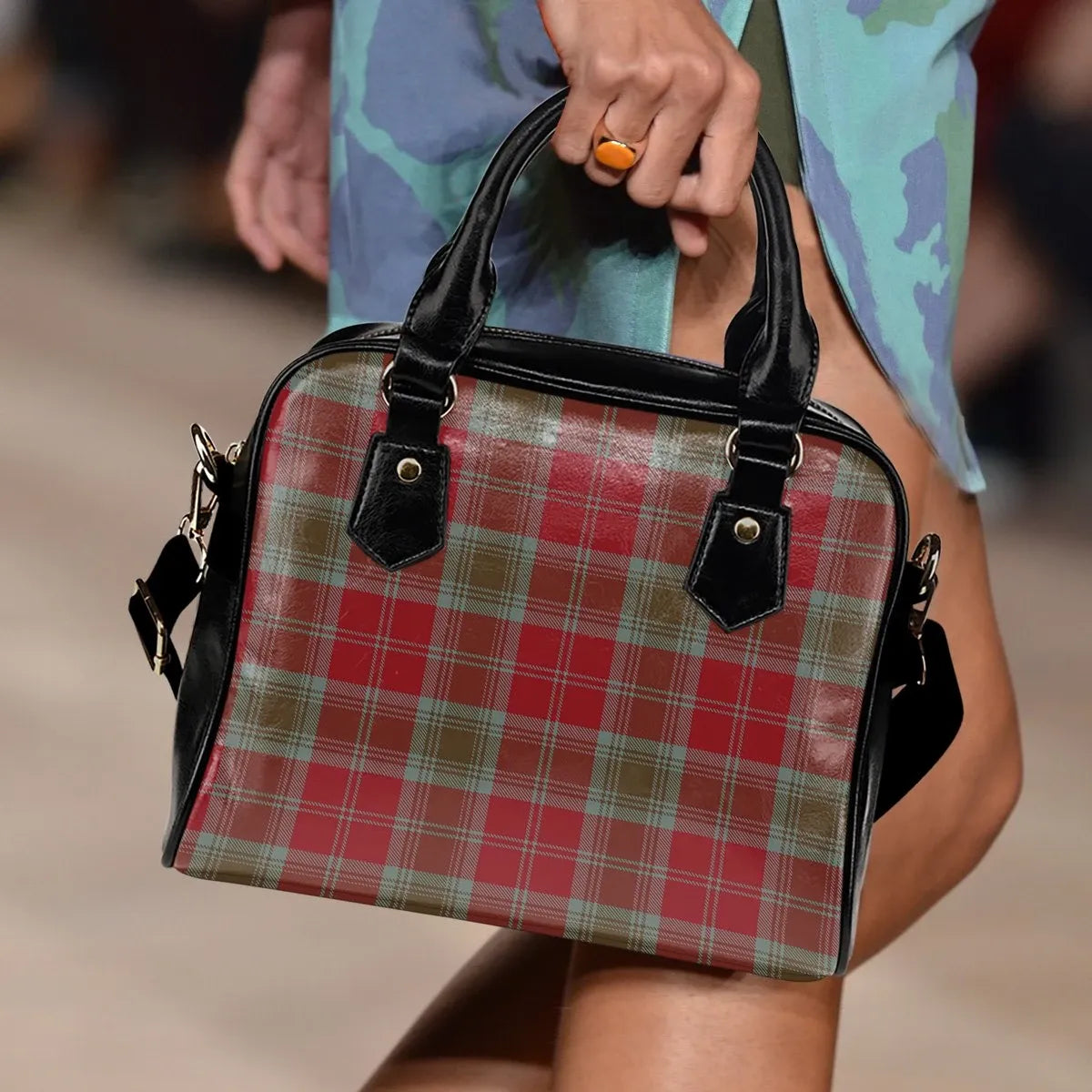 Lindsay Weathered Tartan Plaid Shoulder Handbag