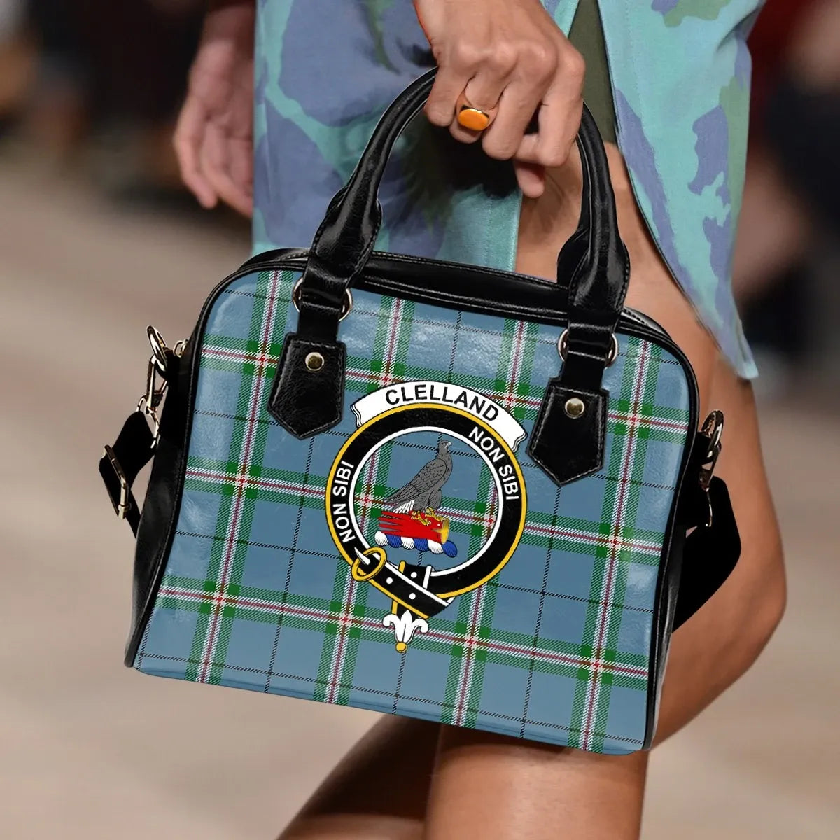 Clelland Modern Tartan Crest Shoulder Handbag