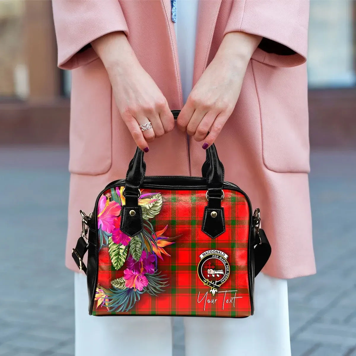 MacDonald (of Sleat) Tartan Hibiscus Shoulder Handbag
