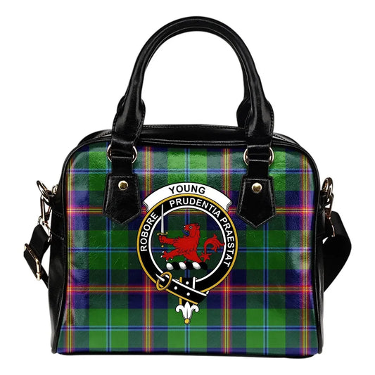 Young Modern Tartan Crest Shoulder Handbag