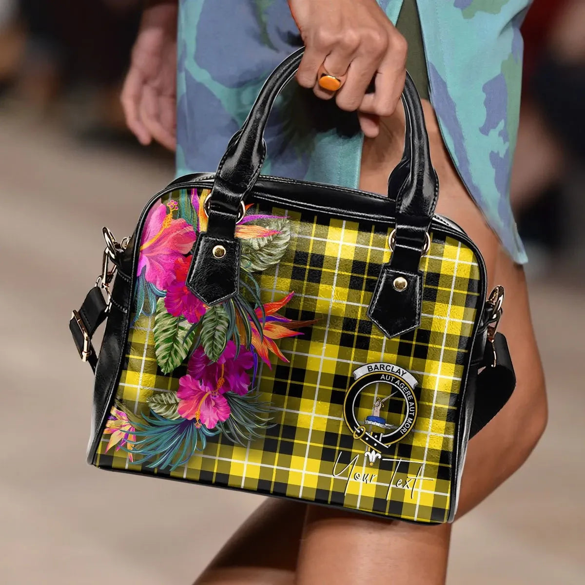 Barclay Tartan Hibiscus Shoulder Handbag