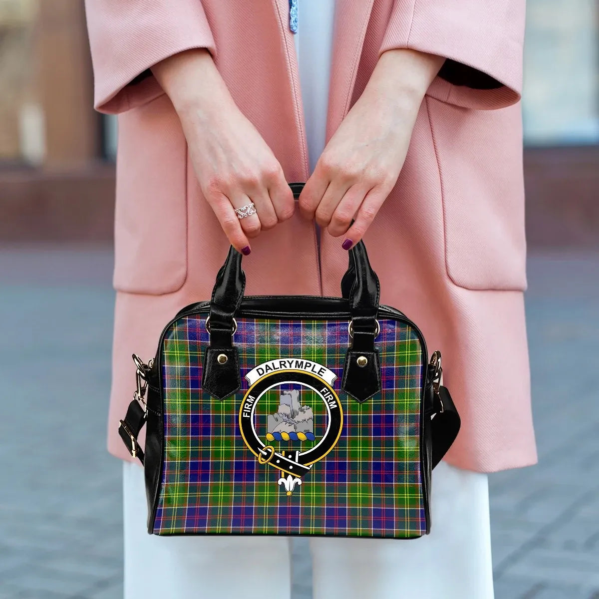 Dalrymple Tartan Crest Shoulder Handbag