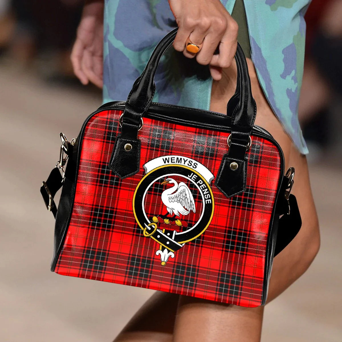 Wemyss Modern Tartan Crest Shoulder Handbag