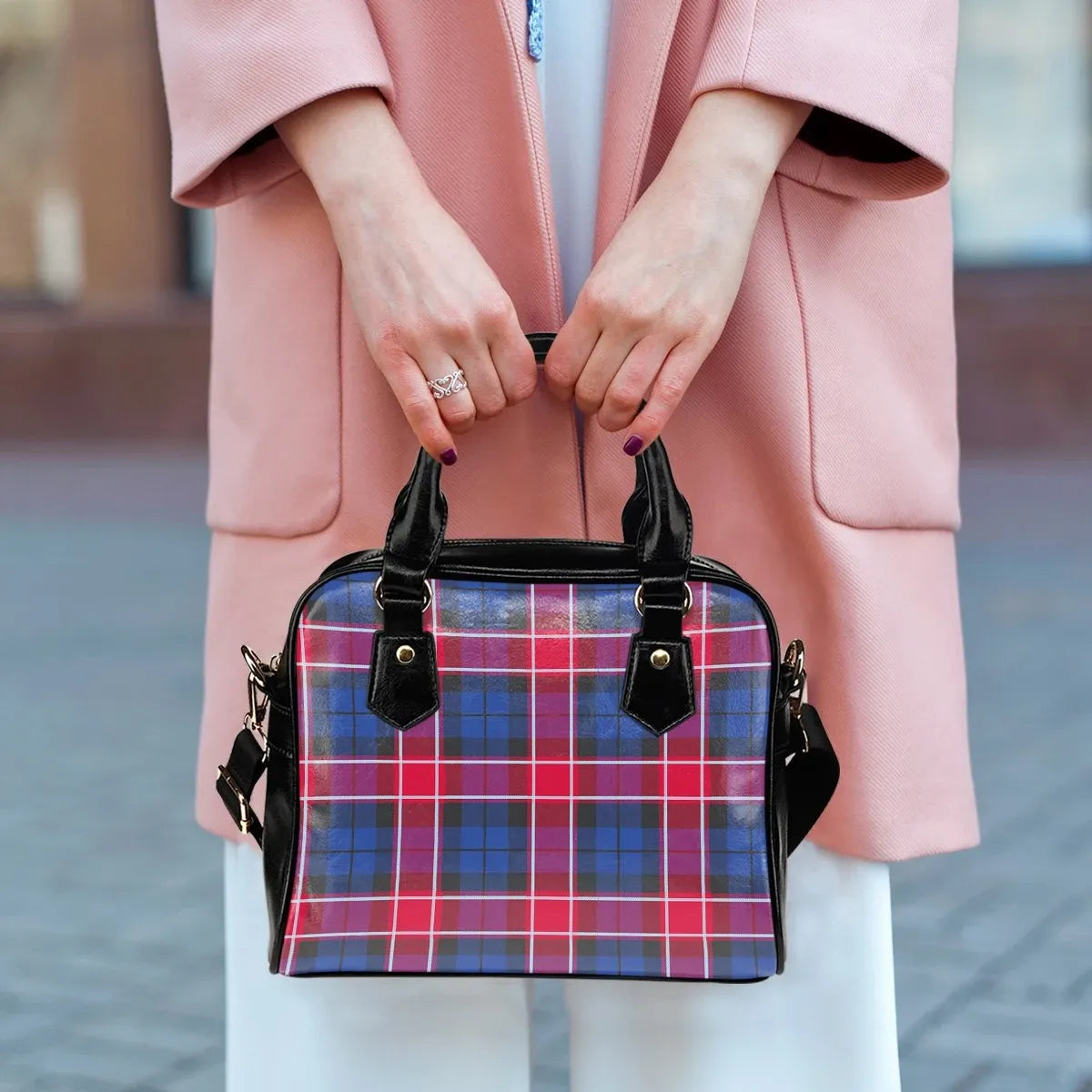 Graham of Menteith Red Tartan Plaid Shoulder Handbag