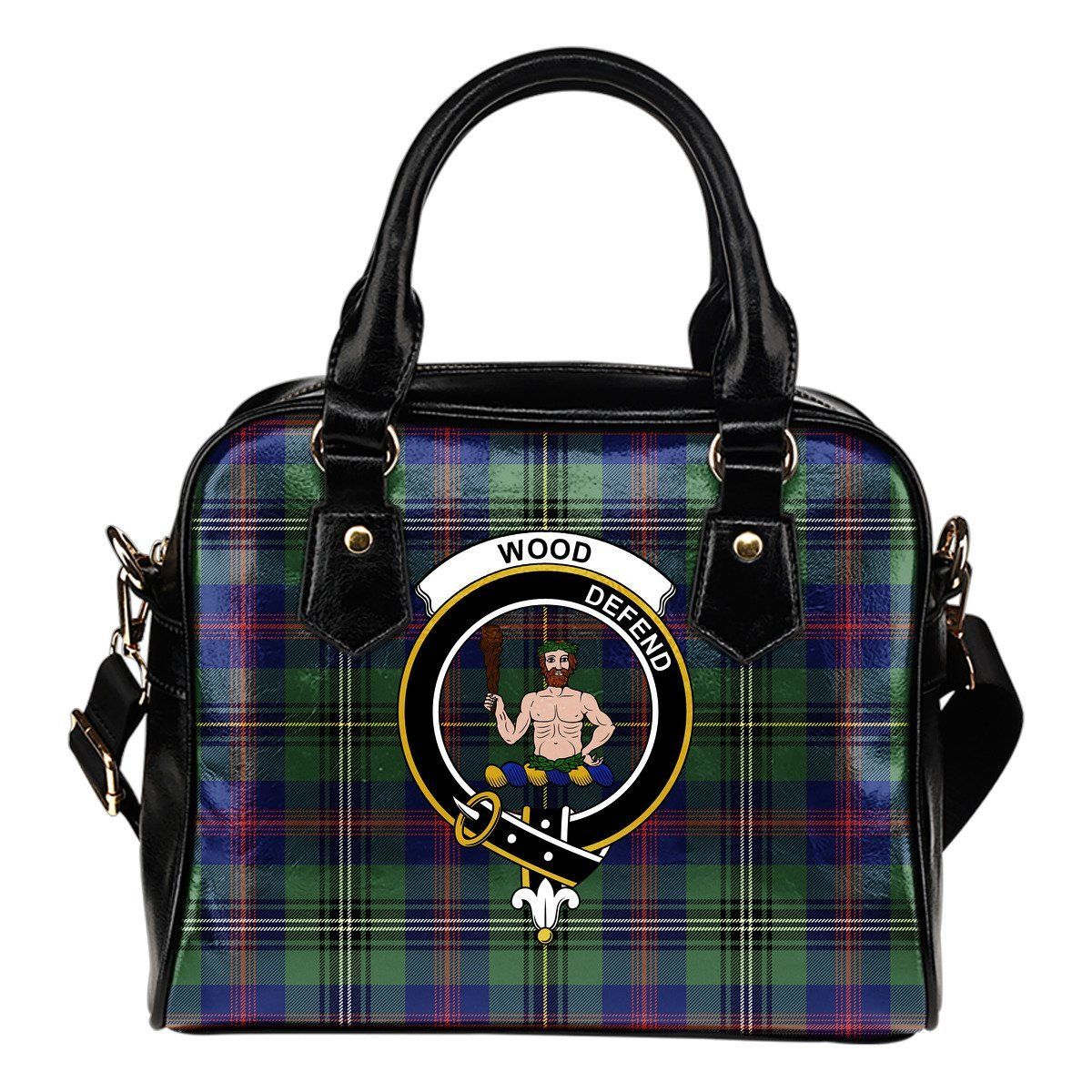 Wood Tartan Crest Shoulder Handbag