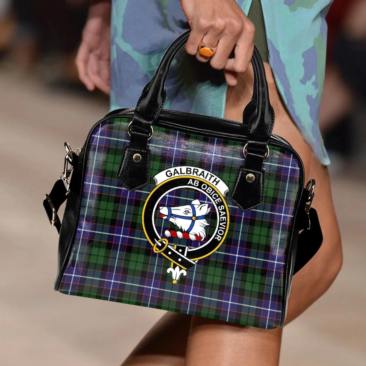 Galbraith Modern Tartan Crest Shoulder Handbag