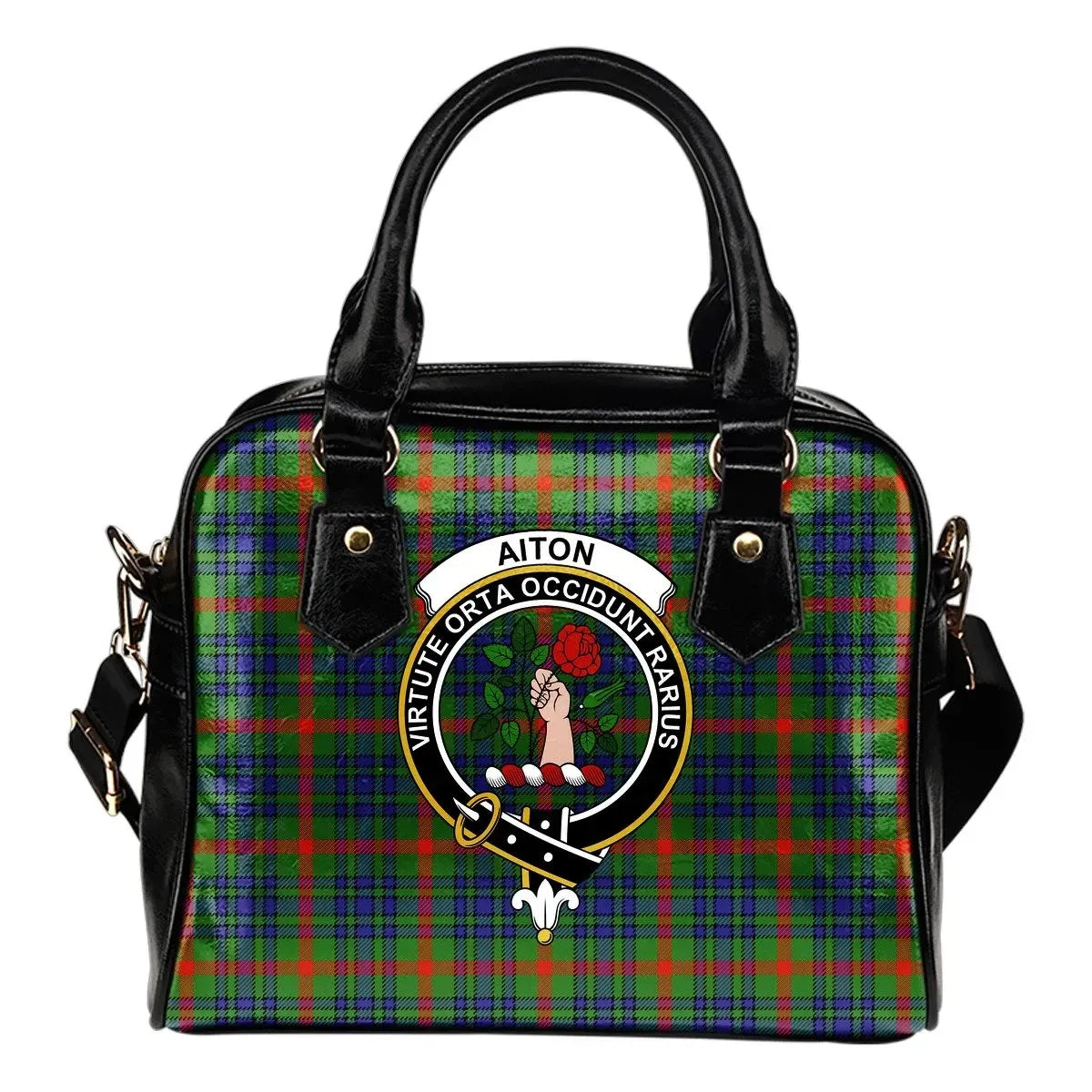 Aiton Tartan Crest Shoulder Handbag