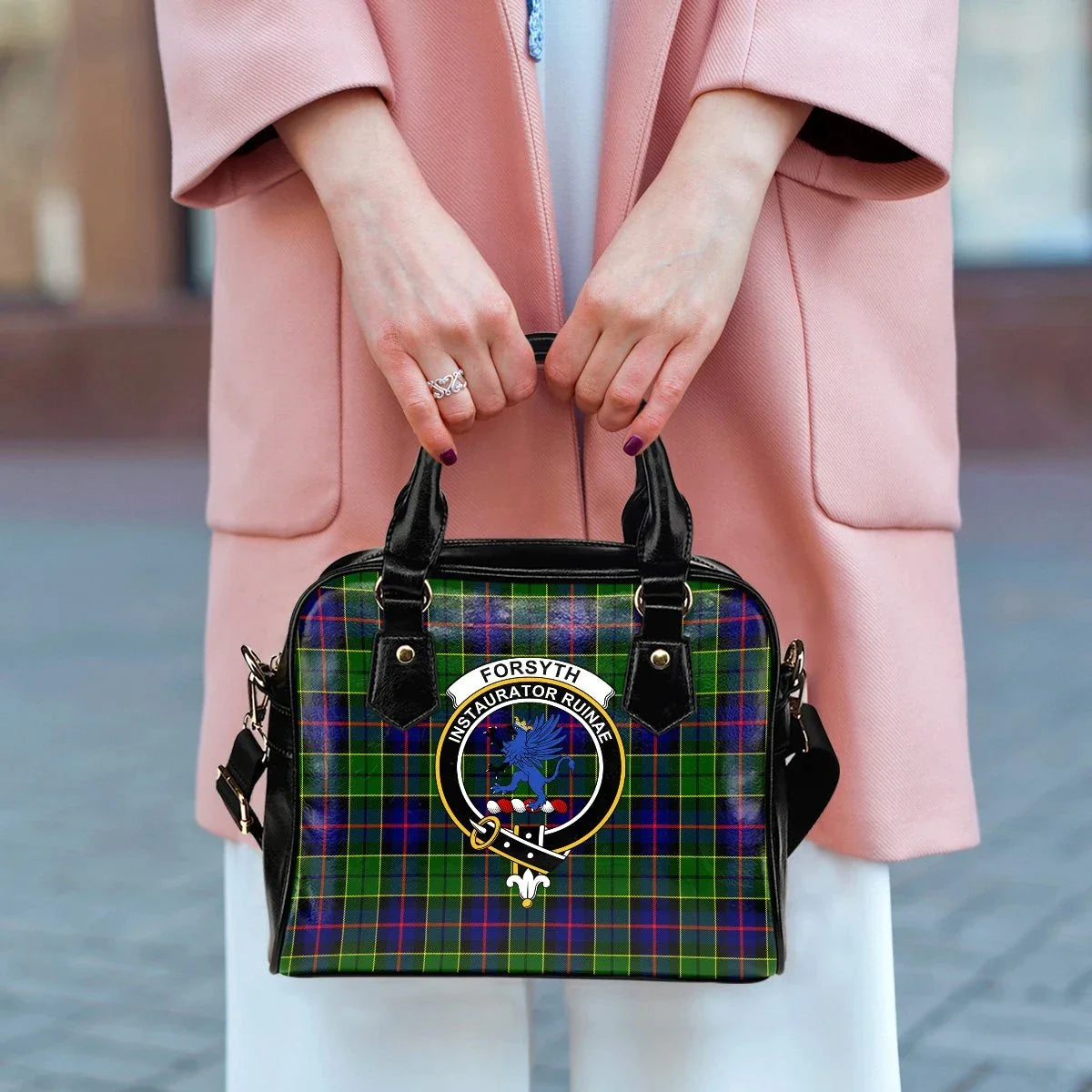 Forsyth Modern Tartan Crest Shoulder Handbag