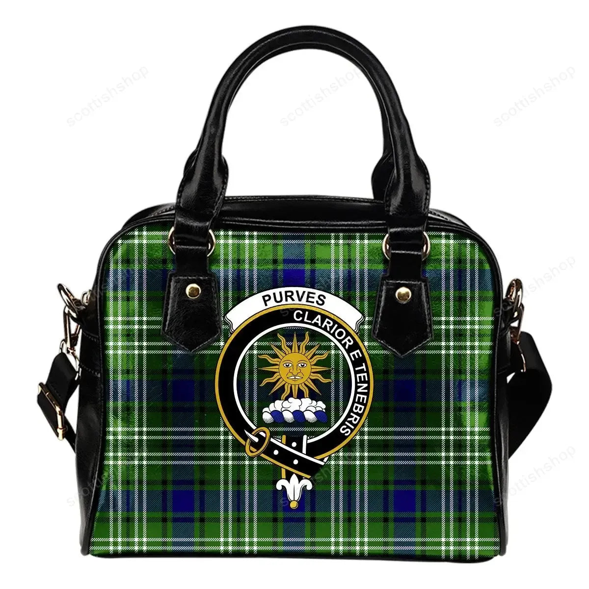 Purves Tartan Crest Shoulder Handbag