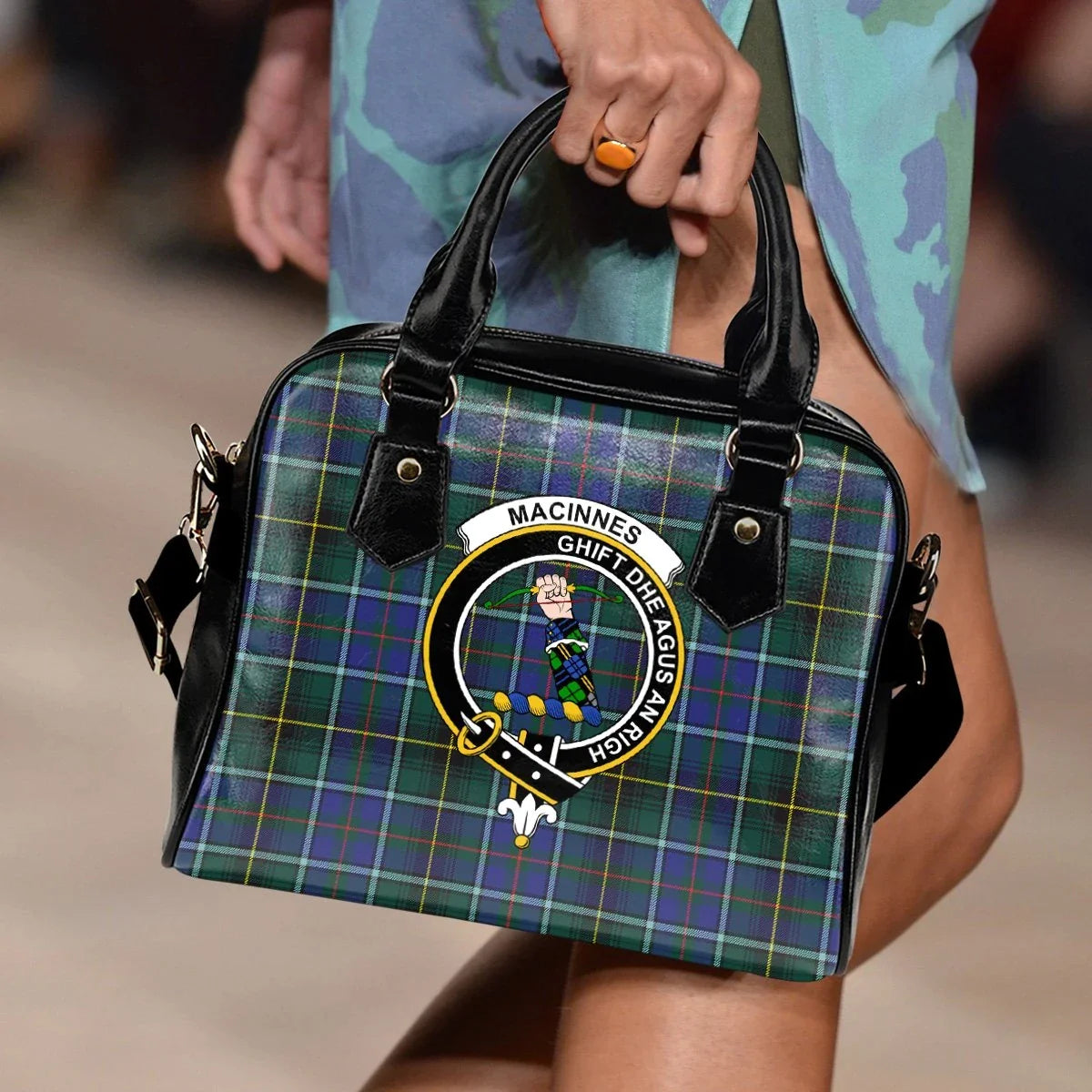 MacInnes Modern Tartan Crest Shoulder Handbag