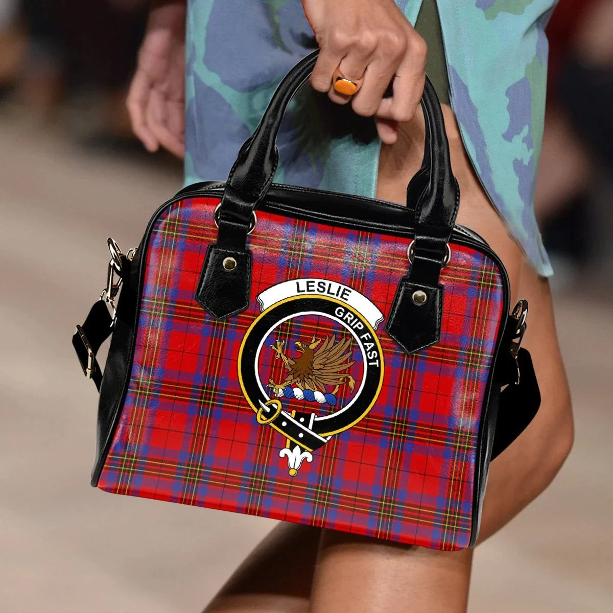 Leslie Modern Tartan Crest Shoulder Handbag