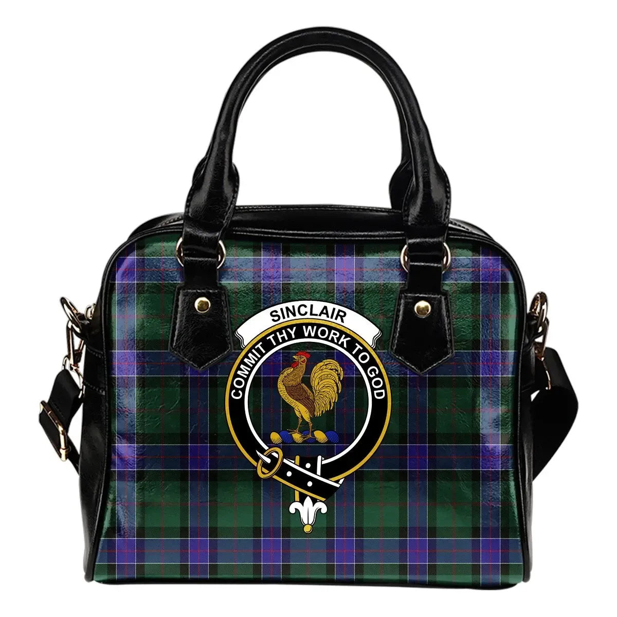 Sinclair Hunting Modern Tartan Crest Shoulder Handbag