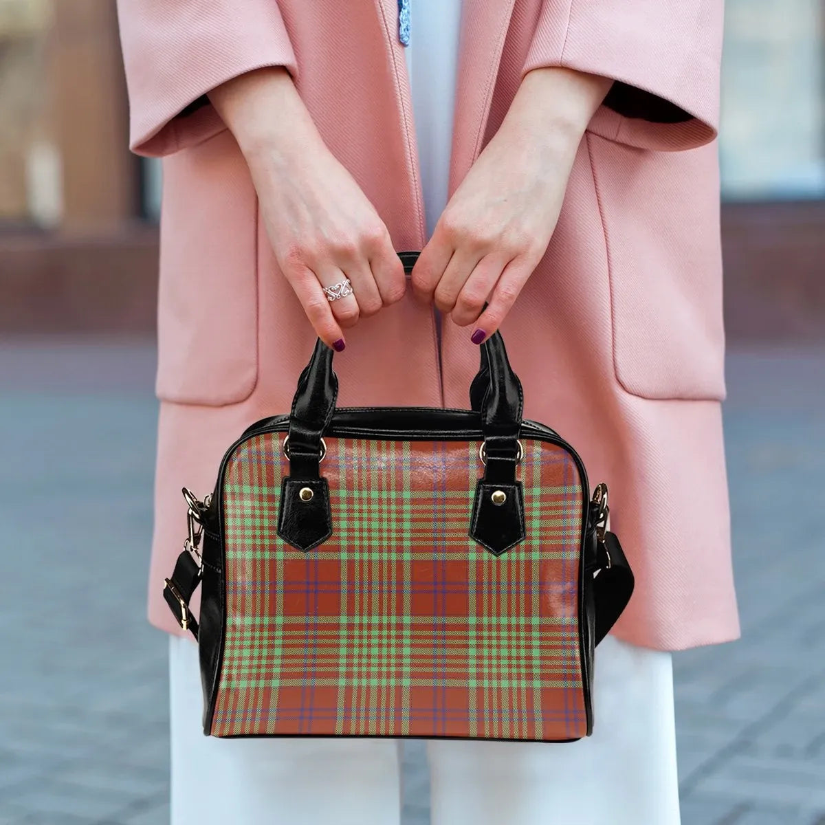 MacGillivray Hunting Ancient Tartan Plaid Shoulder Handbag