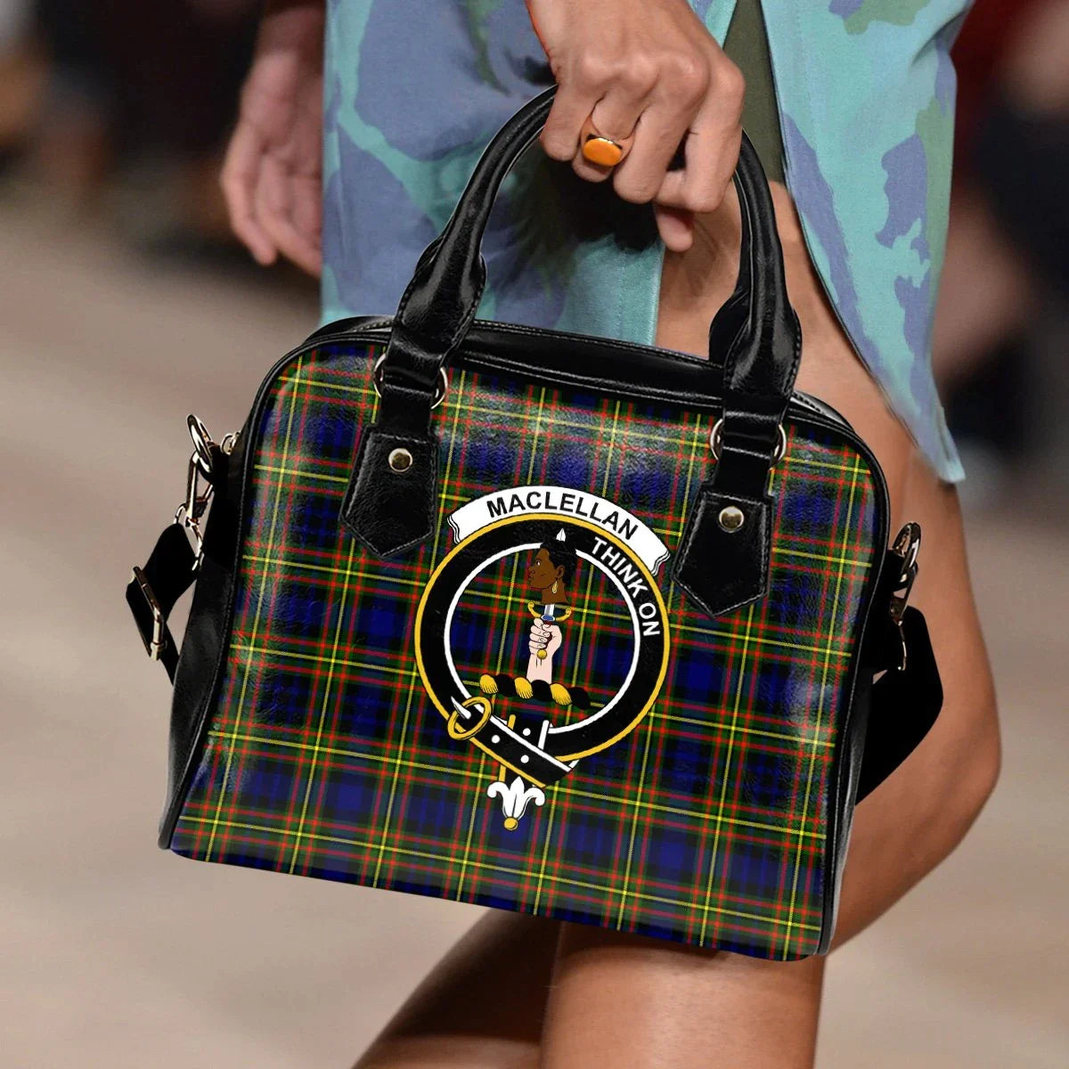 MacLellan Modern Tartan Crest Shoulder Handbag