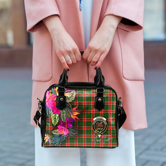 Pollock Tartan Hibiscus Shoulder Handbag