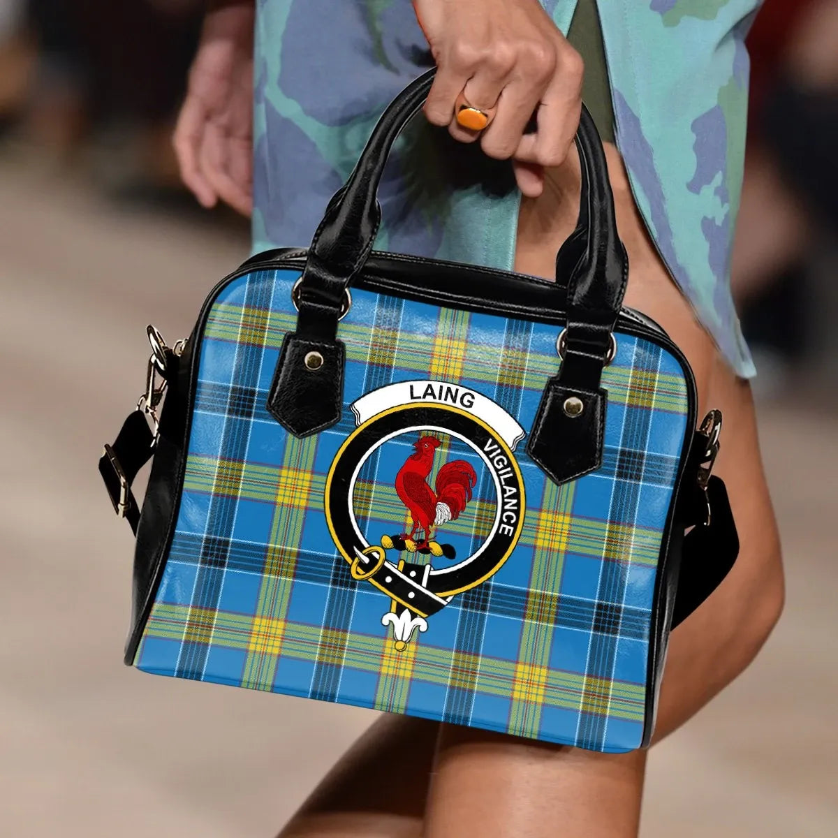 Laing Tartan Crest Shoulder Handbag