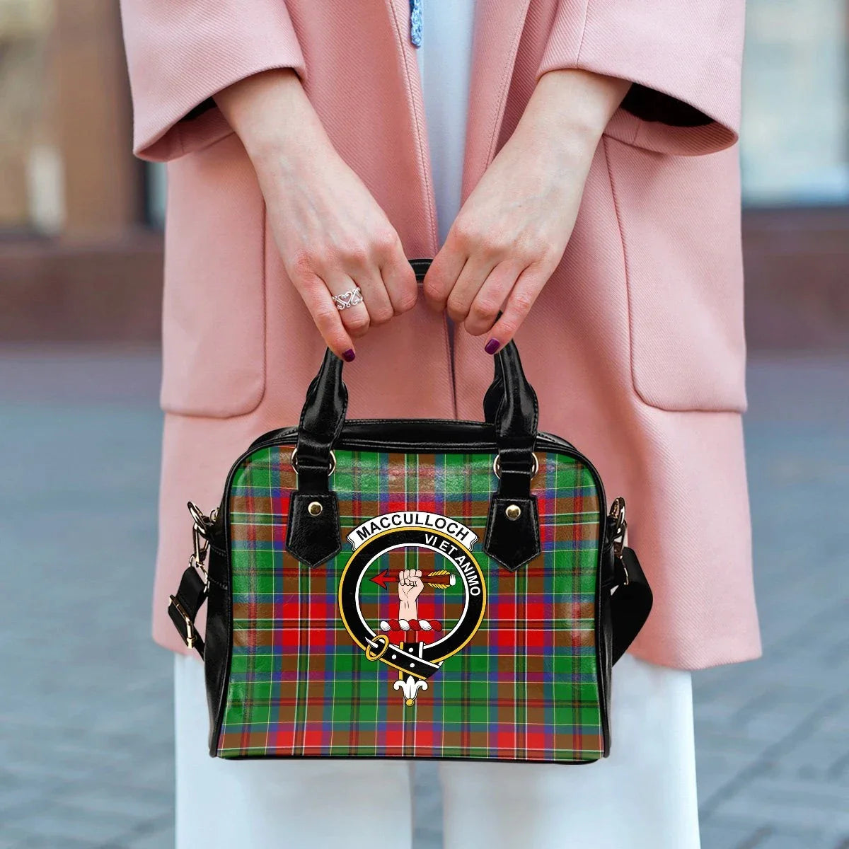 MacCulloch Tartan Crest Shoulder Handbag