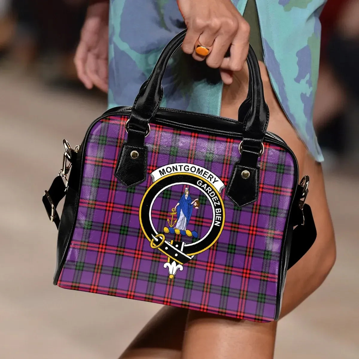 Montgomery Modern Tartan Crest Shoulder Handbag