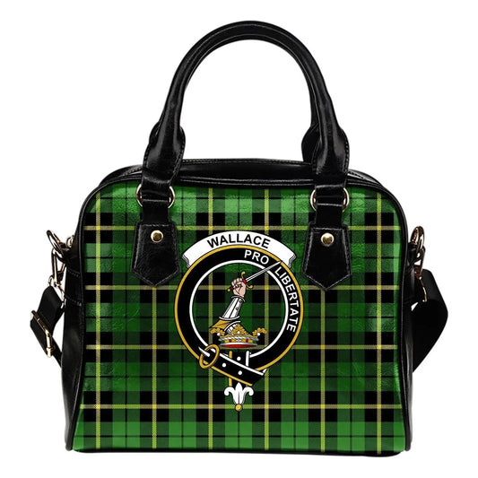 Wallace Hunting, Green Tartan Crest Shoulder Handbag