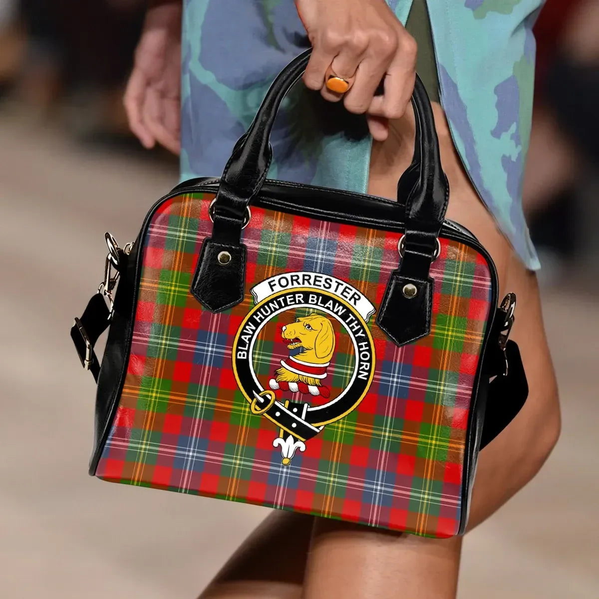 Forrester Tartan Crest Shoulder Handbag