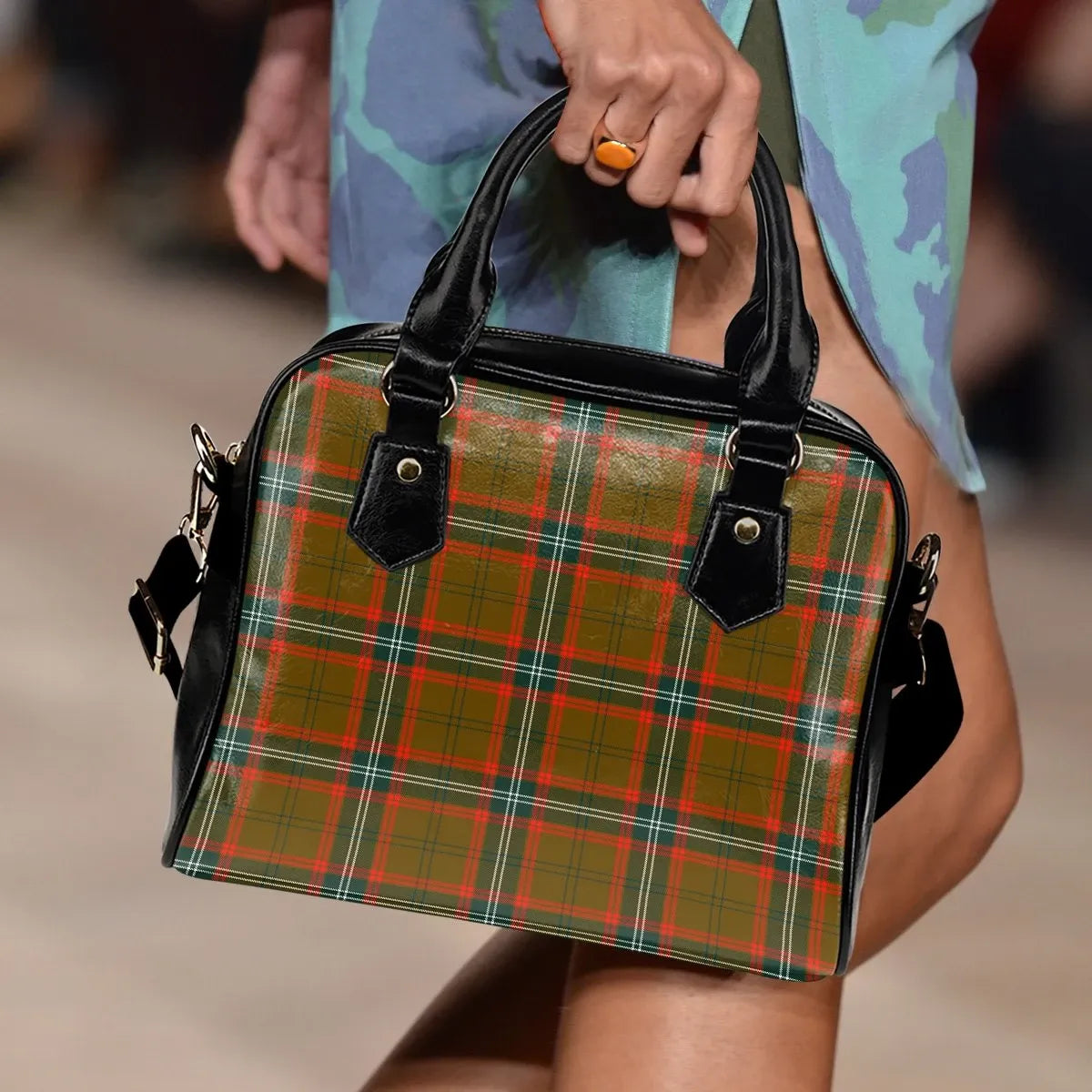 Seton Hunting Modern Tartan Plaid Shoulder Handbag