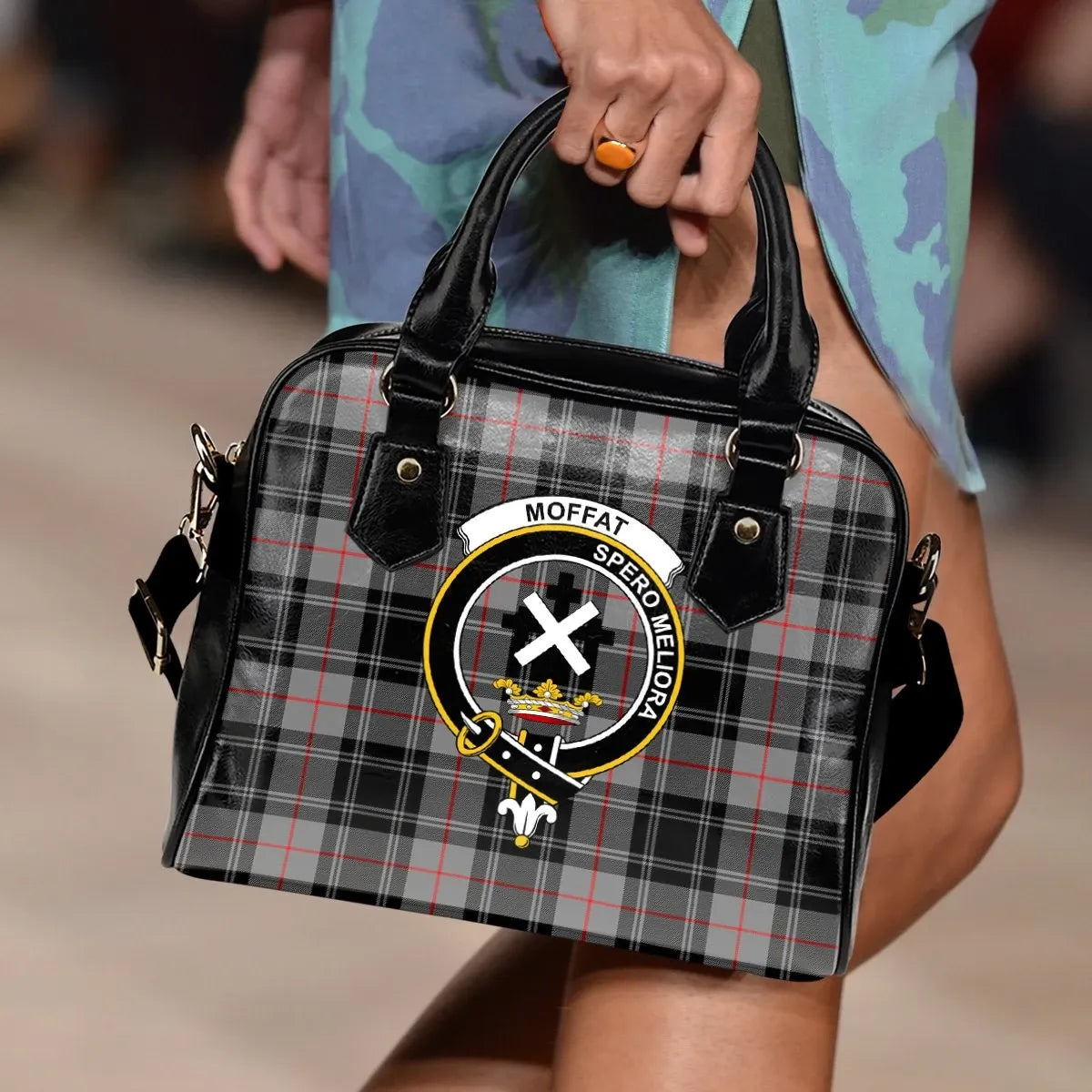 Moffat Modern Tartan Crest Shoulder Handbag