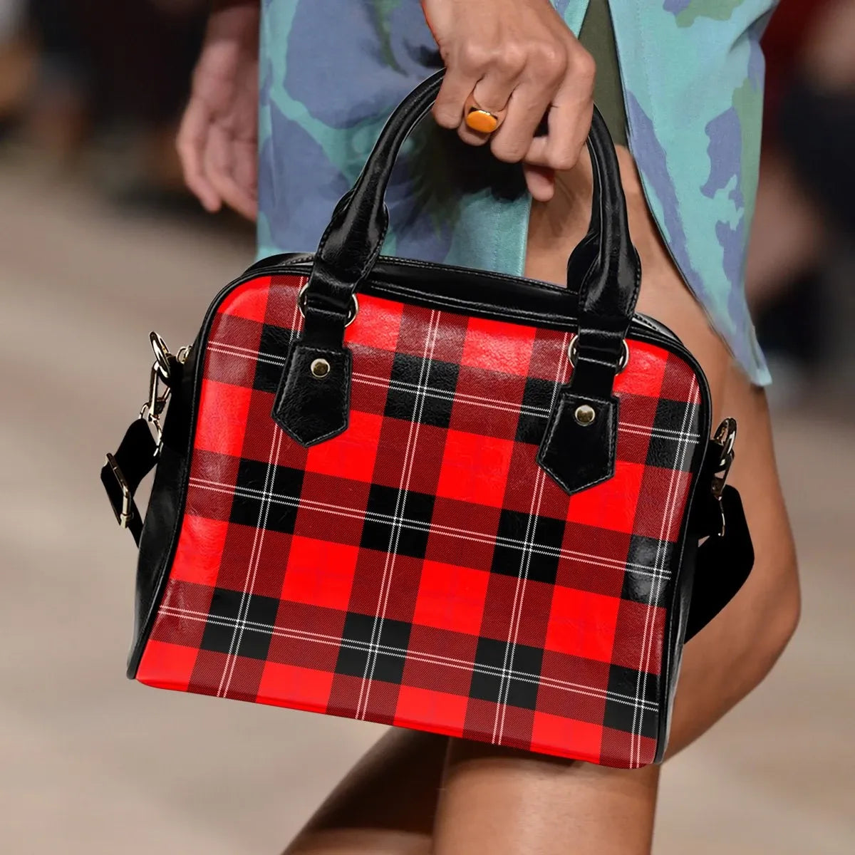 Ramsay Modern Tartan Plaid Shoulder Handbag