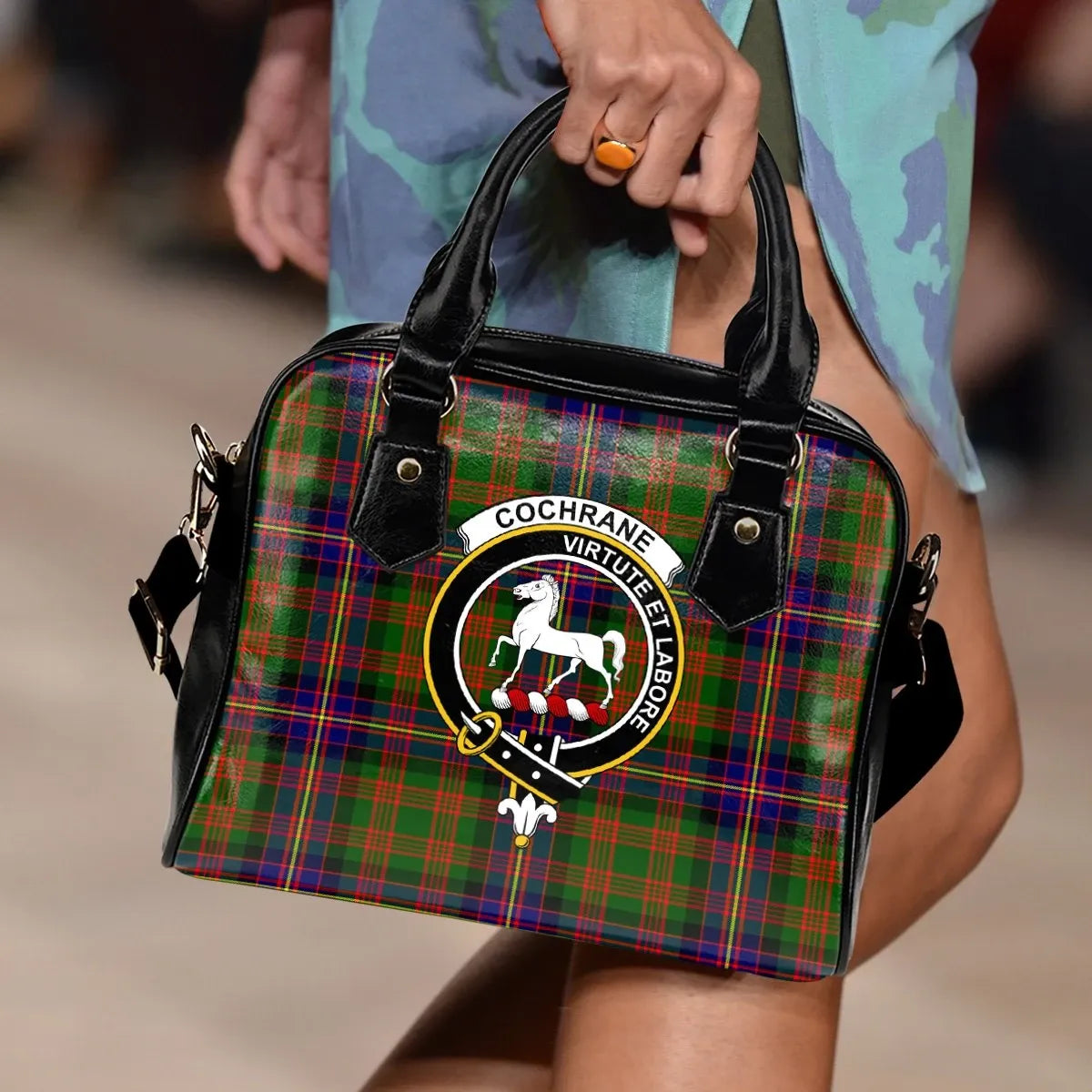 Cochrane Modern Tartan Crest Shoulder Handbag