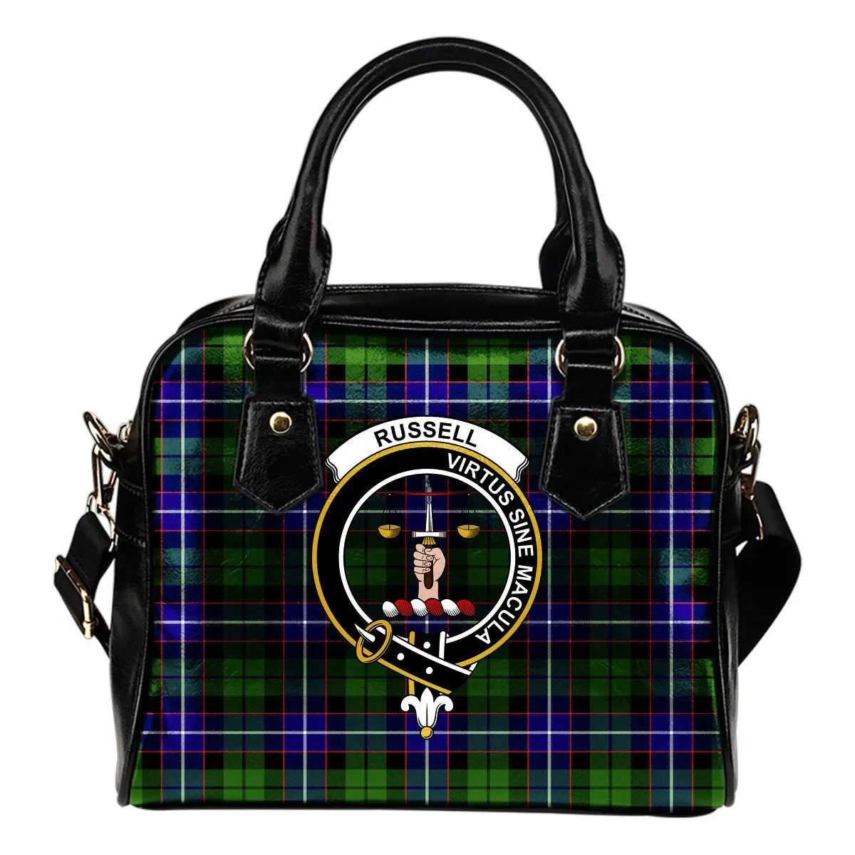 Russell Tartan Crest Shoulder Handbag