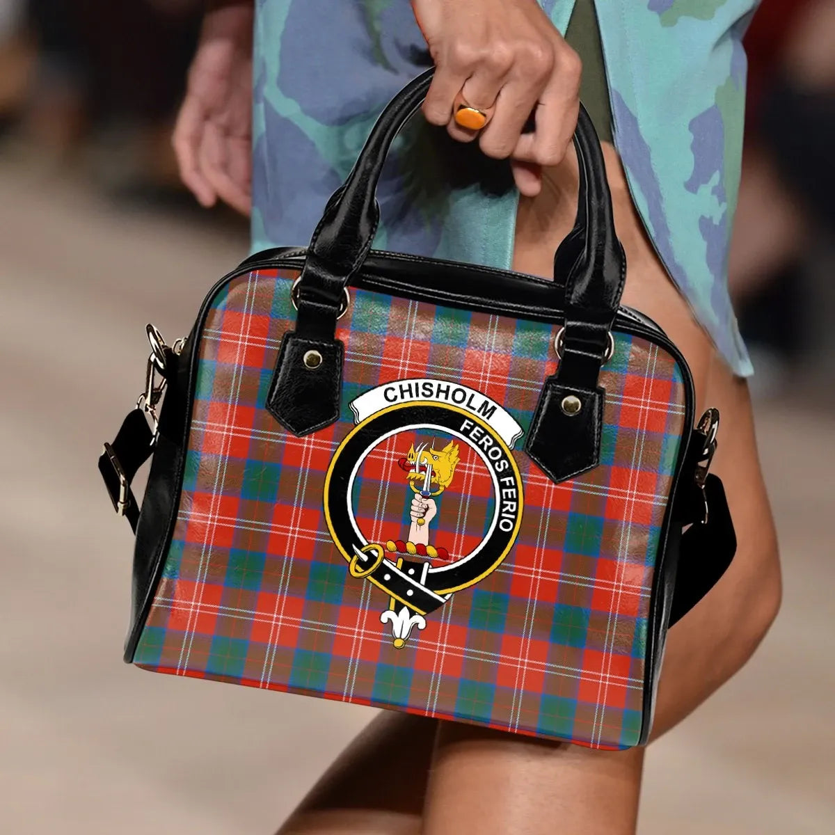 Chisholm Ancient Tartan Crest Shoulder Handbag