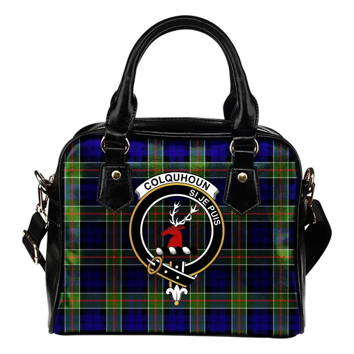 Colquhoun Modern Tartan Crest Shoulder Handbag