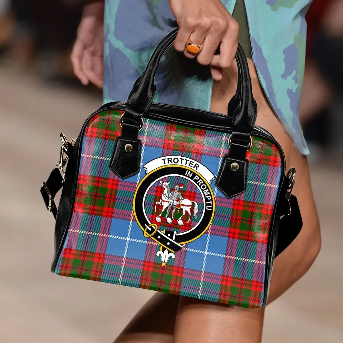 Trotter Tartan Crest Shoulder Handbag