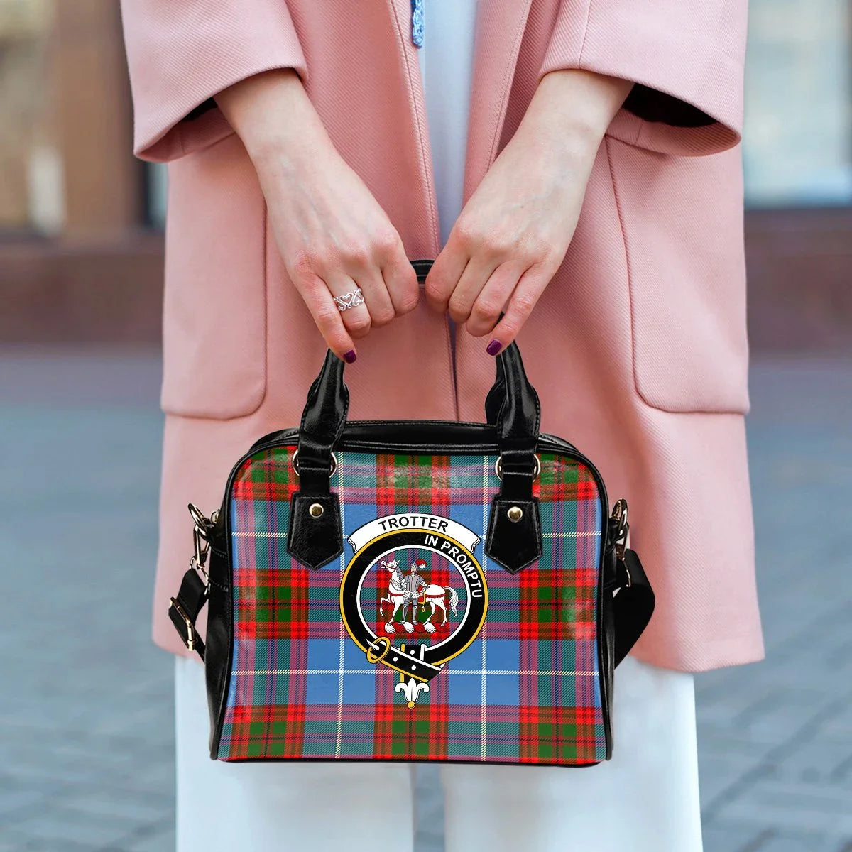 Trotter Tartan Crest Shoulder Handbag