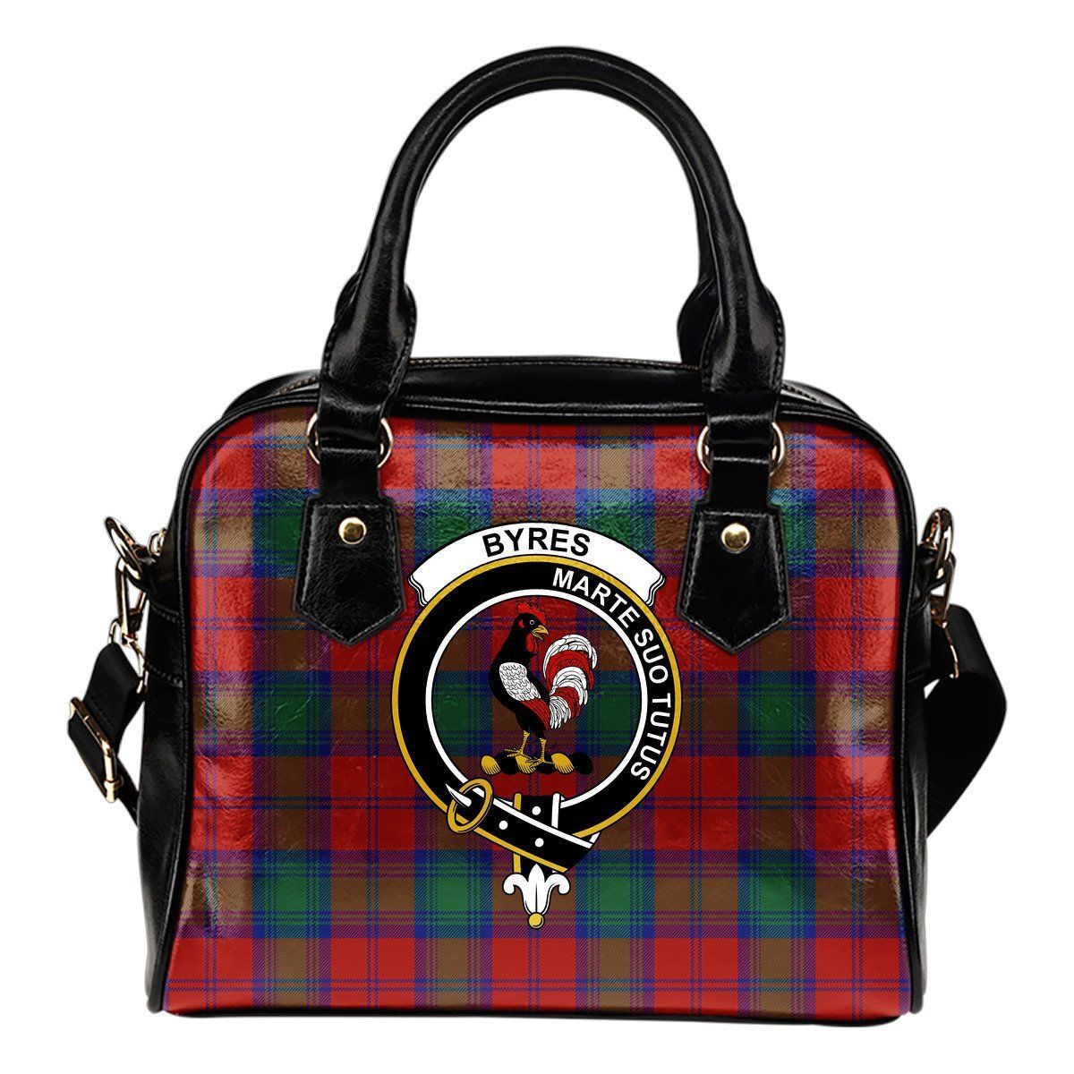 Byres Tartan Crest Shoulder Handbag