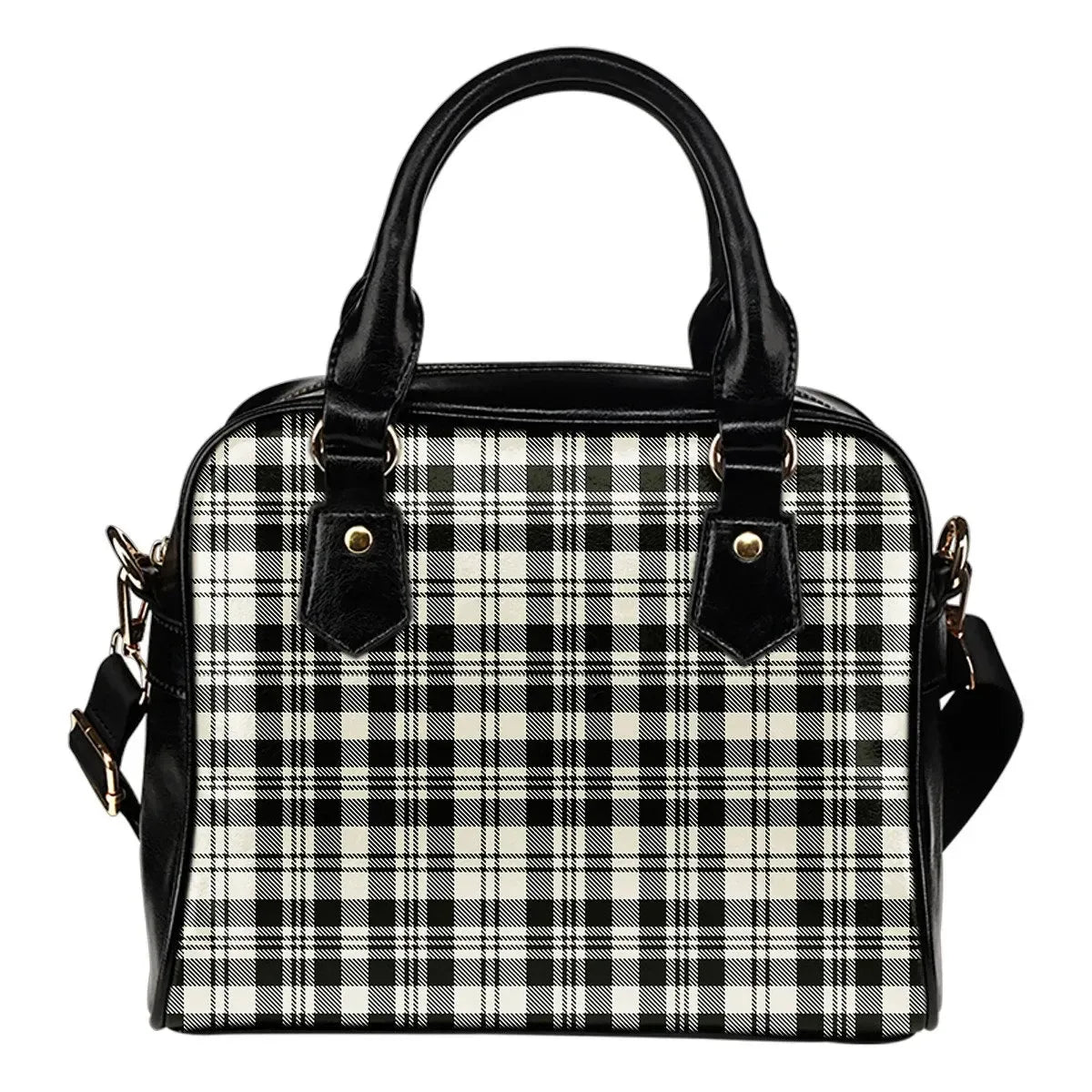 Scott Black & White Ancient Tartan Plaid Shoulder Handbag