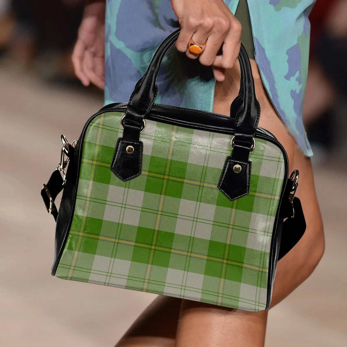 Cunningham Dress Green Dancers Tartan Plaid Shoulder Handbag