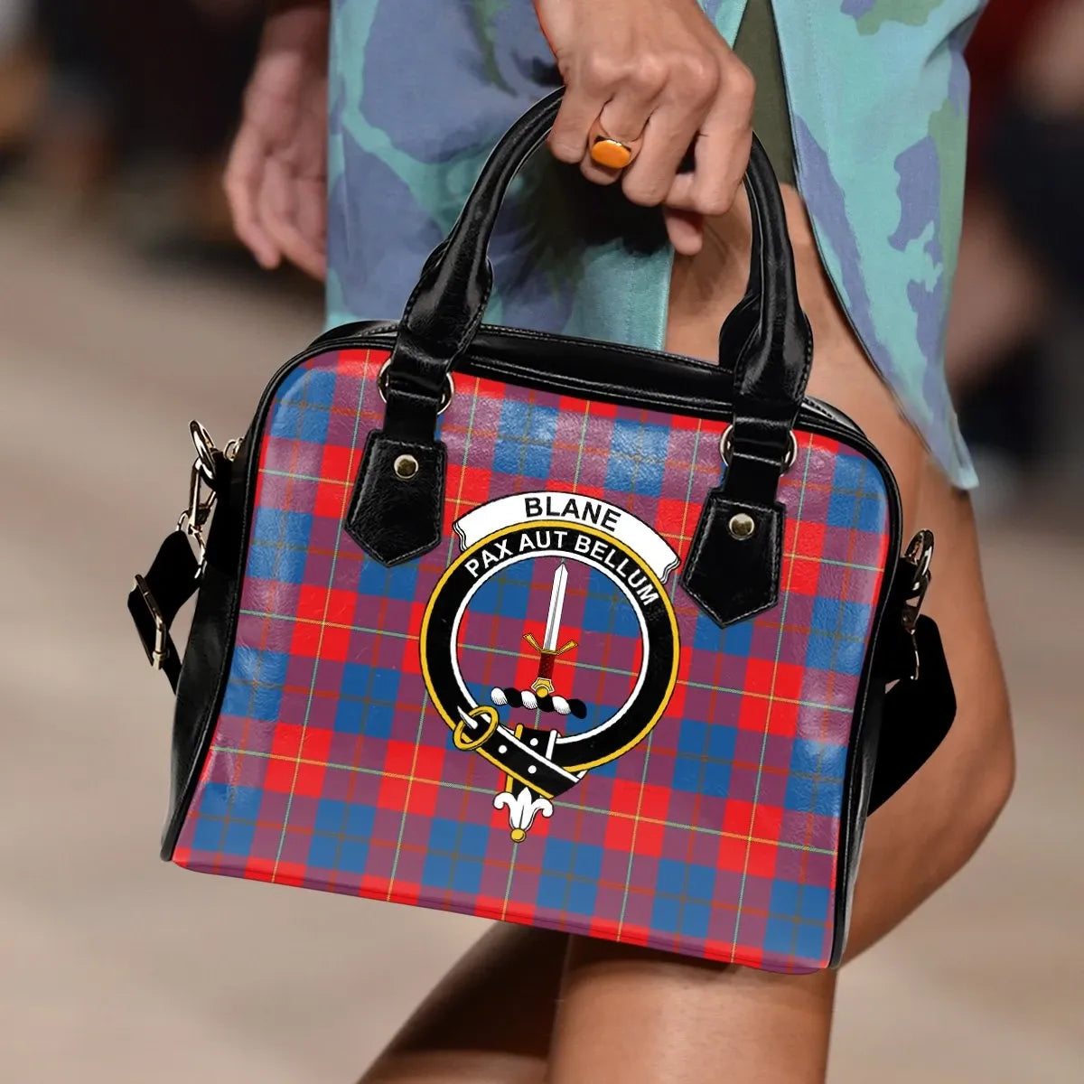 Blane Tartan Crest Shoulder Handbag