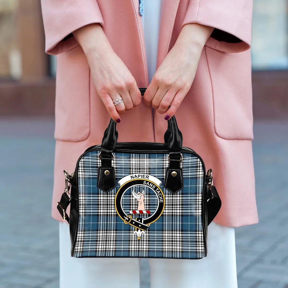 Napier Modern Tartan Crest Shoulder Handbag