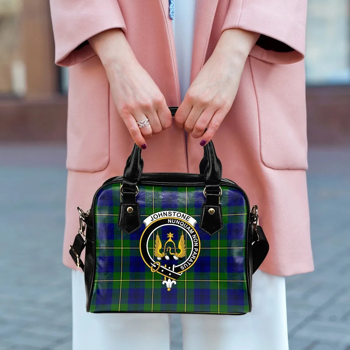 Johnstone Tartan Crest Shoulder Handbag