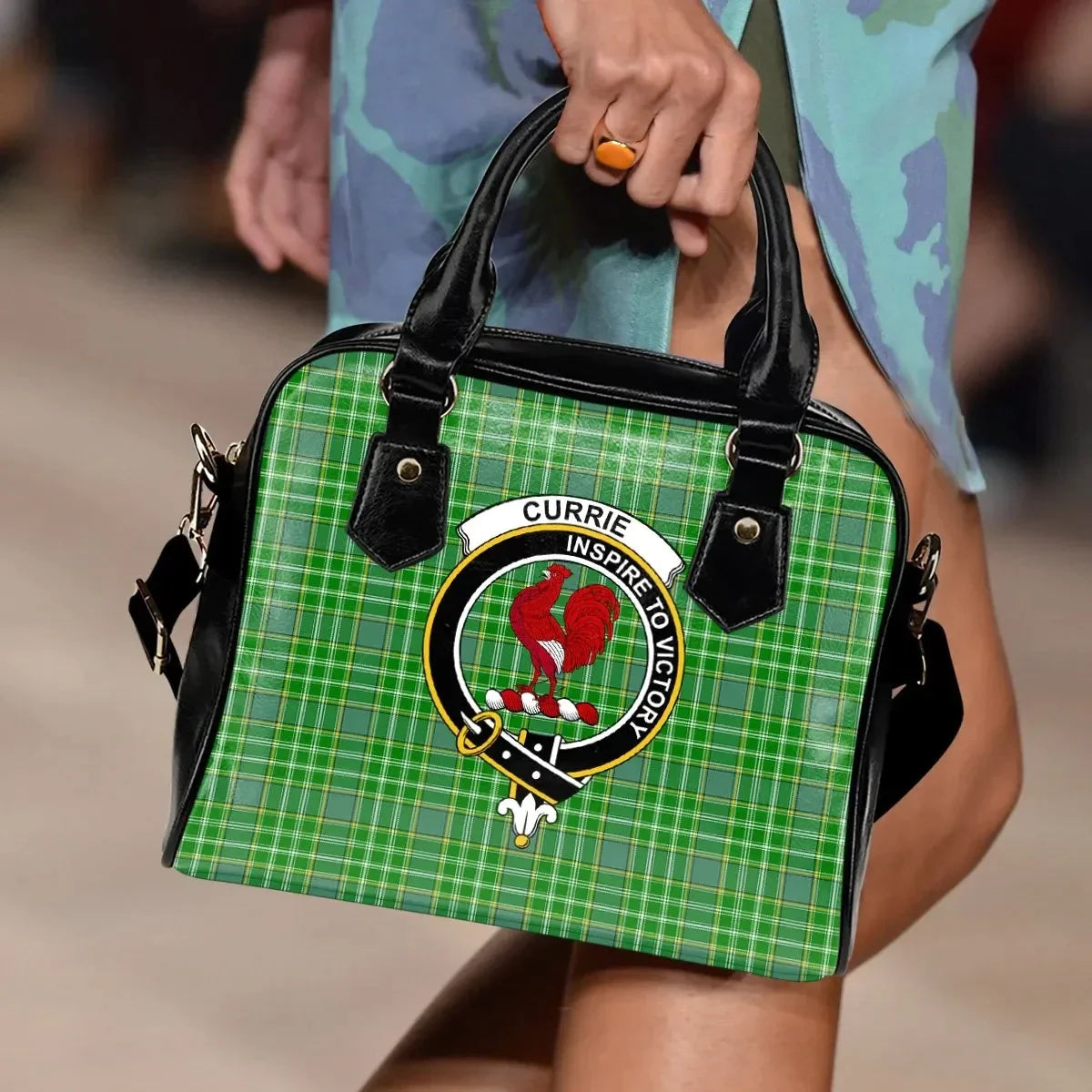 Currie Tartan Crest Shoulder Handbag