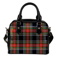 Stewart Black Tartan Plaid Shoulder Handbag