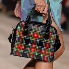 Stewart Black Tartan Plaid Shoulder Handbag