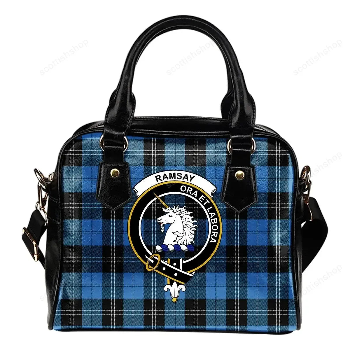 Ramsay Blue Ancient Tartan Crest Shoulder Handbag