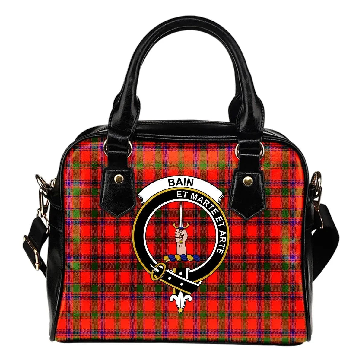 Bain Tartan Crest Shoulder Handbag