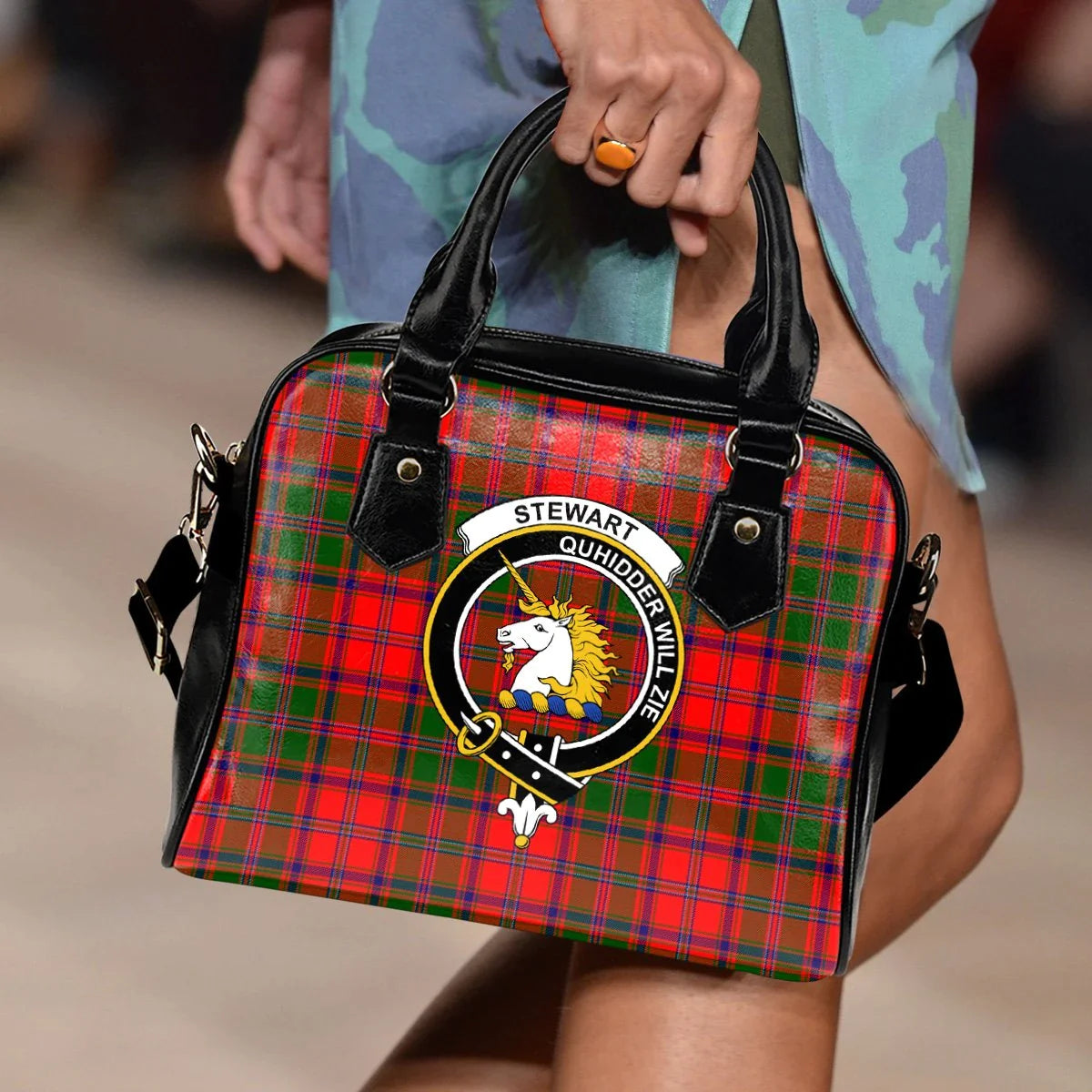 Stewart (Stuart) of Bute Tartan Crest Shoulder Handbag