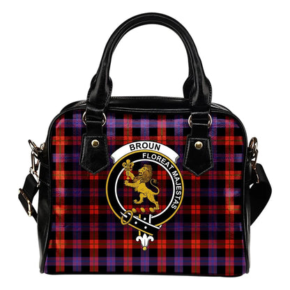 Broun Modern Tartan Crest Shoulder Handbag