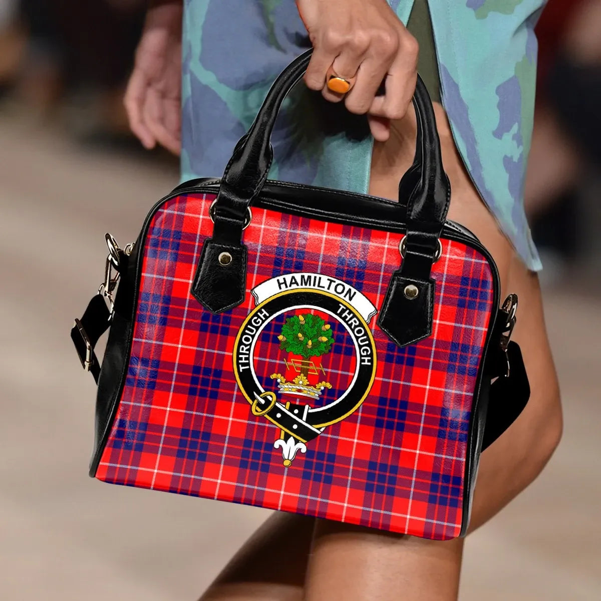 Hamilton Modern Tartan Crest Shoulder Handbag