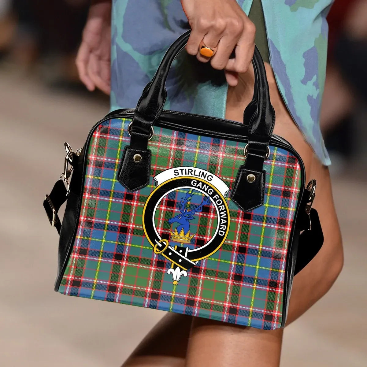 Stirling (of Cadder-Present Chief) Tartan Crest Shoulder Handbag