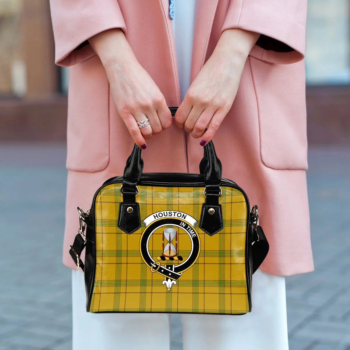 Houston Tartan Crest Shoulder Handbag